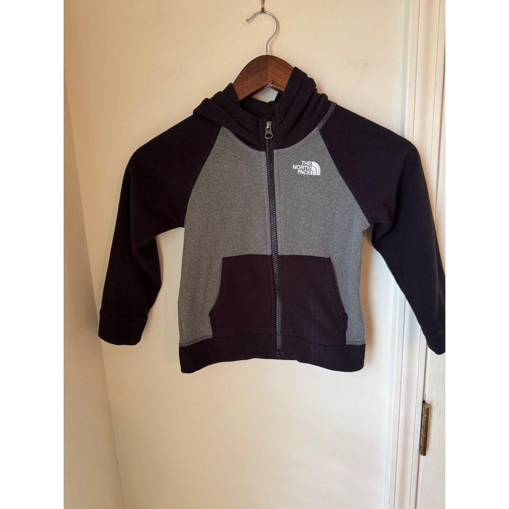 The North Face Toddler Boys Grey Black Full Zip Fleece Hoodie Size 4T